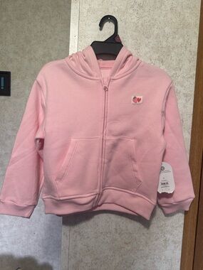 wonder nation Light Pink Zip-Up Hoodie with Strawberry Patch